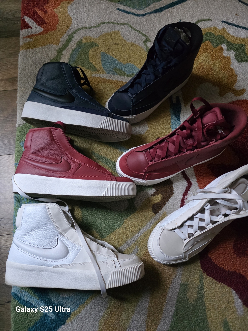 Women Blazer Sneakers - White, Red, Navy